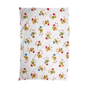 Vintage Dundee Baby Receiving Blanket Teddy Bear Grid Print 39x26 USA Cotton